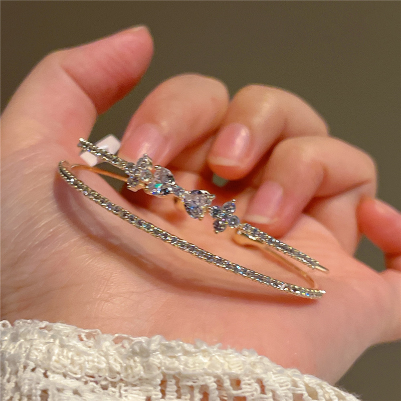 Bracciale con fiocco in zircone a doppio strato con battito cardiaco, apertura in nicchia, design regolabile, bracciale micro-intarsiato_voghion.com