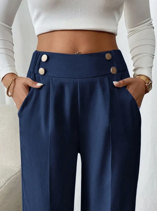 Dameskleding Drape Mopping Casual Broek Hoge Taille Broek Losse Temperament Recht Niche Ontwerp Effen Kleur Broek_voghion.com