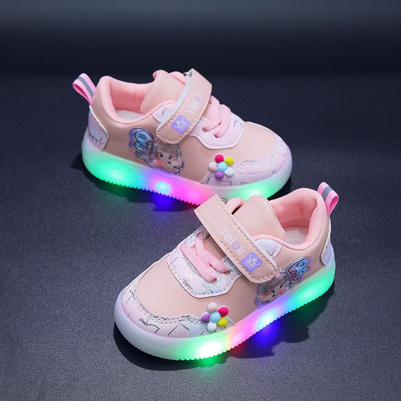 SHLIANG Neue Jungen Mädchen LED Casual Schuhe Lace Up Kind Turnschuhe Atmungs Mode Bord Schuhe Weiche Sohle Leuchtende Sport Schuhe s173B_voghion.com