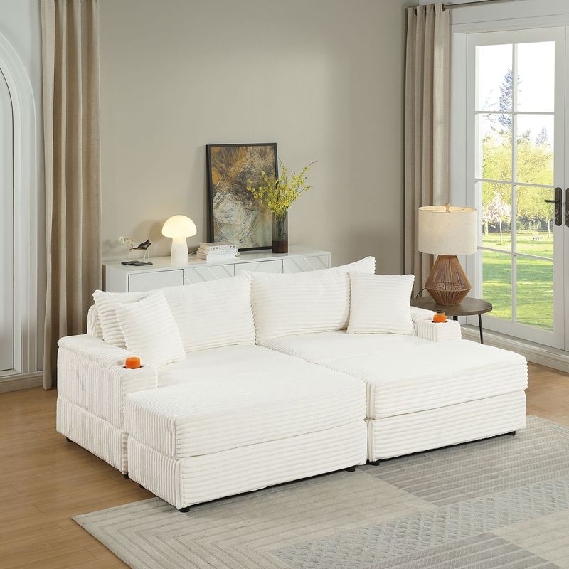 sofa With 2 Toss Pillows And A Ottoman ,Comfy Sofa- Deep Seat Couch For Living Room_voghion.com