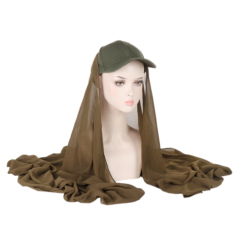 Sciarpa di perle in tinta unita stile cappelli da donna e berretto da baseball in cotone, sciarpa e cappello hijab in 2 pezzi_voghion.com