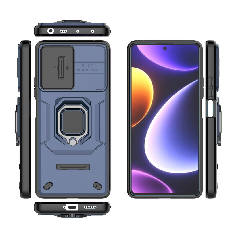 Schiebe-Kameraobjektiv-Schutzhülle für POCO F5 POCO X5, Metallringschnalle, Autohalter-Abdeckung_voghion.com