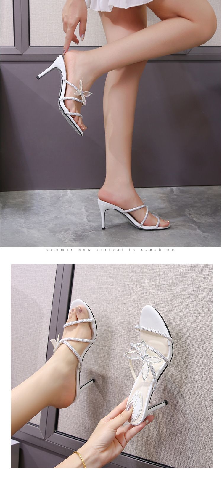 Neu Sandalen frauen linie mit strass bogen sexy große größe high heels stiletto_voghion.com