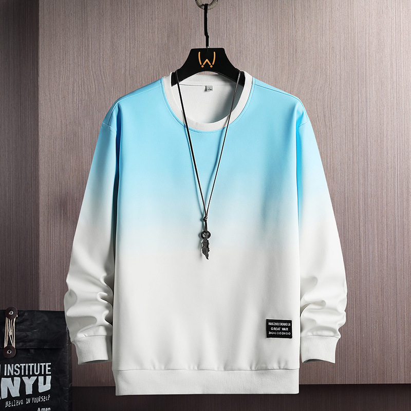 Abiti casual larghi e scollati, felpe con cappuccio, camicie giovanili minimaliste con fondo sfumato, da uomo, primavera e autunno_voghion.com
