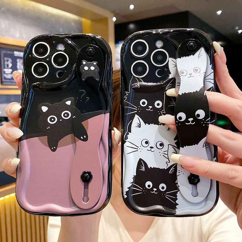 Case For Samsung A56 A36 A26 A16 A06 A31 A24 33 22 34 14 13 23 A21s A71 A51 A72 32 12 Cartoon Cat Wrist Strap Phone_voghion.com