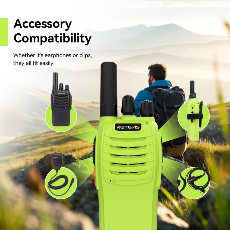 Retevis H777 Green Walkie Talkie 2Pcs Portable PMR446 FRS Two-way Radio Long Range VOX Type-C Walkie-Talkie For Camping_voghion.com