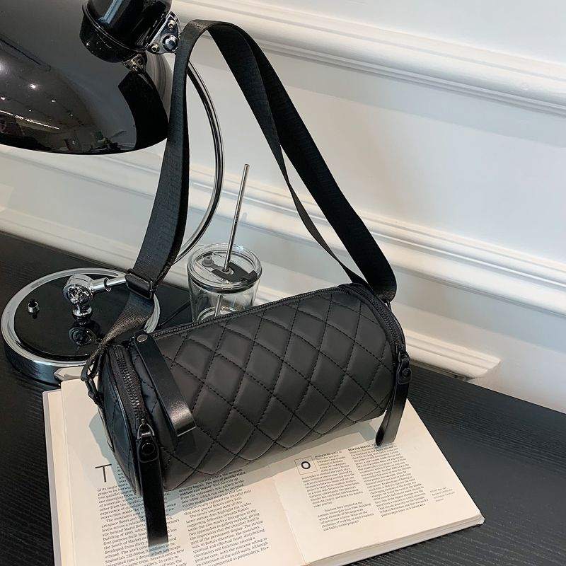 Geantă cilindrică Lingge pentru femei, model crossbody, în vara anului 2024, nouă, modernă și elegantă, versatilă, din material Oxford_voghion.com