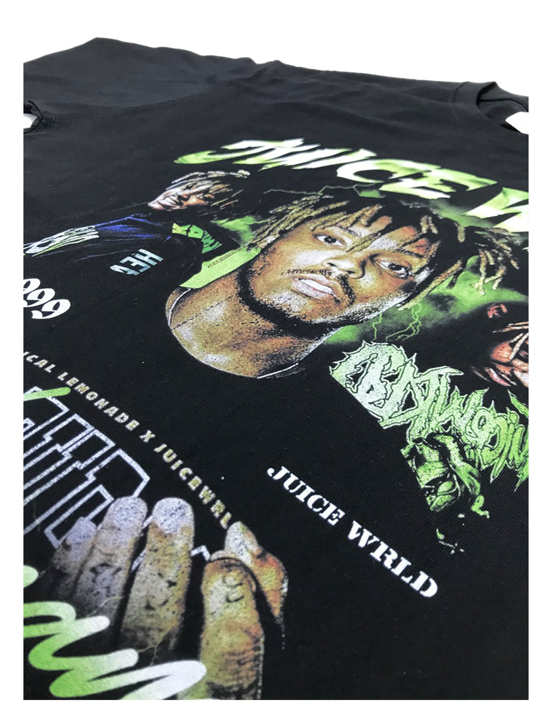 T-shirt à manches courtes et longues, imprimé rap américain Juice Wrld, hip-hop street, délavé, tendance_voghion.com