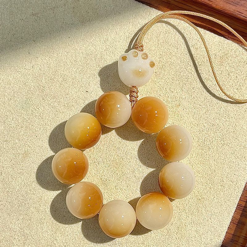 Natural Bodhi And Cat High-end Pendant Keychain Light Luxury Ins Style Phone Chain Exquisite Hand-twisted_voghion.com