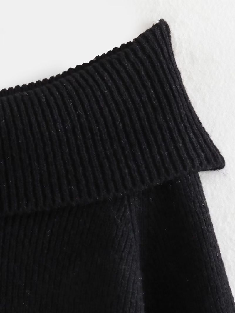 Maglione oversize da donna in maglia - Maglia girocollo a coste morbide a maniche lunghe - Pullover casual da strada (nero, rosso, grigio, crema)_voghion.com