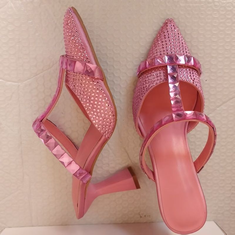 Pointed Diamond High Heels And Bag Set Stiletto Hollow Sexy Fashion Women's Shoes Wedding Shoes Sandals_voghion.com