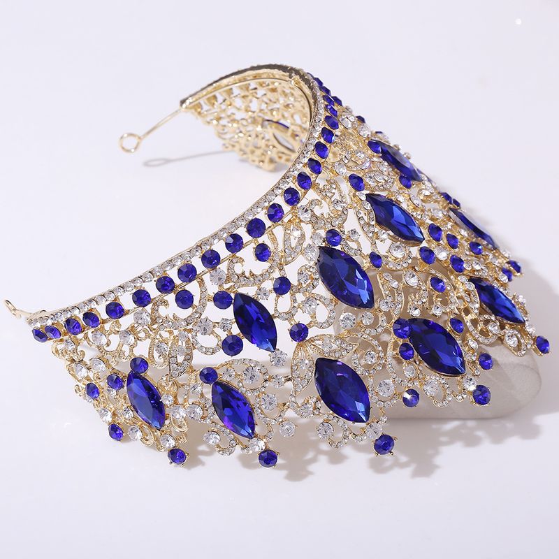 Accessoire de cheveux de mariée MariageMariage Grand diadème en cristal Ensemble de feuilles de forêt de luxe Diadème de mariée en strass_voghion.com