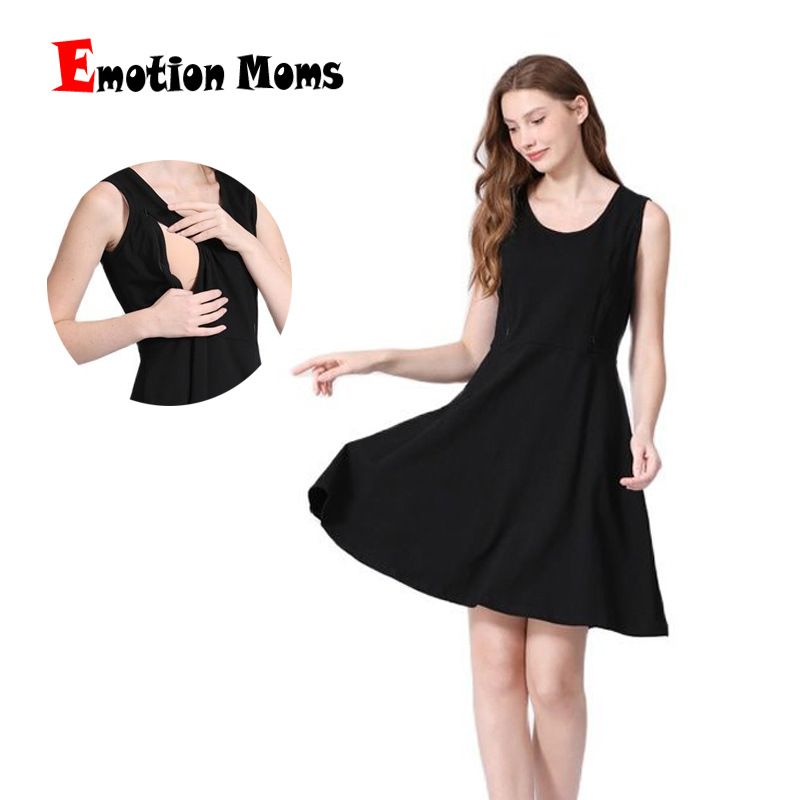 2024 Scollo rotondo con gonna gilet da allattamento oversize, abito con cerniera verticale in puro cotone_voghion.com