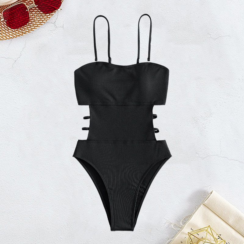 Maillot de bain une pièce sexy à bretelles pour femmes, taille haute, triangle creux multicolore, nouvelle collection 2025_voghion.com