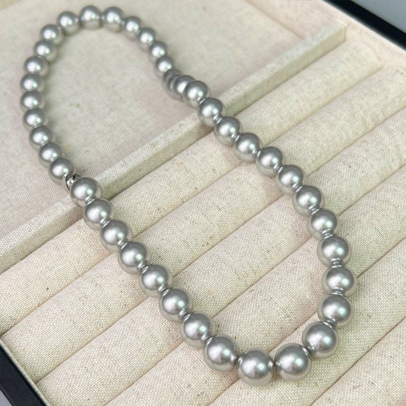 French Style Round Pearl Necklace For Women - Yuanbao Clasp Design, Light Luxury Niche Collarbone Chain, Elegant Beaded Jewelry_voghion.com