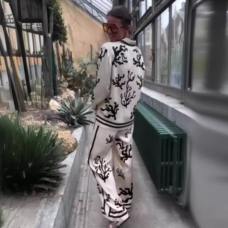 Abbigliamento da donna autunno nuova moda donna stampato top larghi pantaloni casual abito a due pezzi_voghion.com