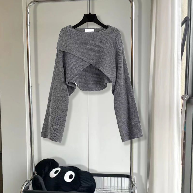 Elegantes 2-teiliges Set aus Strickpullover und Maxikleid mit Schlitz, schmeichelhaftes Plus-Size-Outfit, dehnbare Tunika und Bleistiftrock fürs Büro und Abendessen_voghion.com