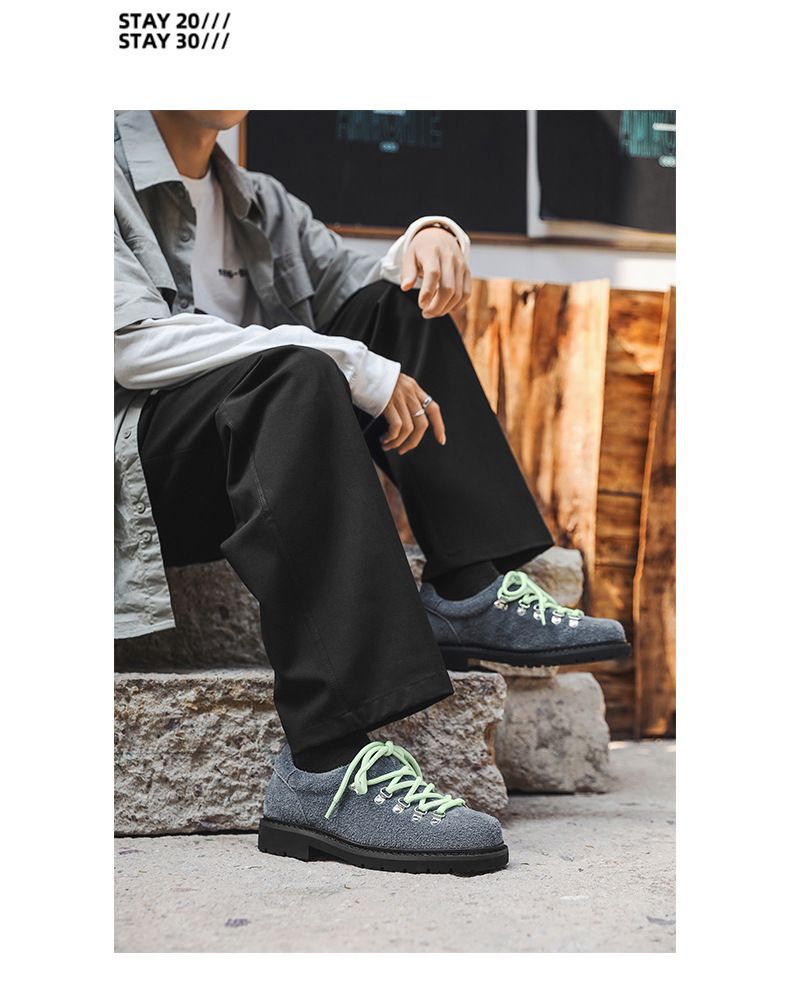 Men's Casual Streetwear Derby Shoes With Thick Sole & Color Blocking Design - Comfortable For Business & Outdoor Wear_voghion.com
