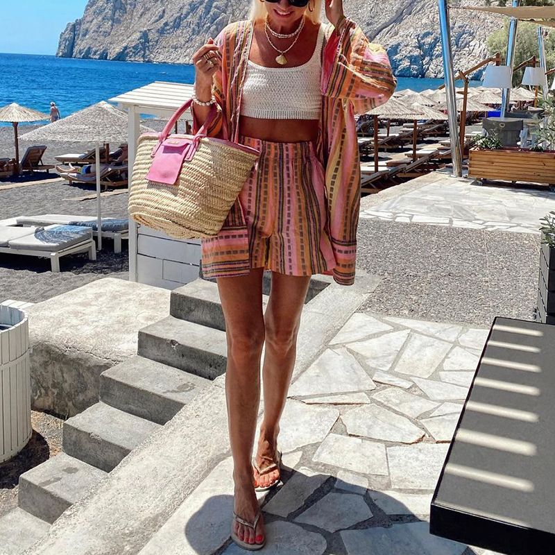 Audday FD1780ins Style Fashion Printed Loose Top And Shorts Two-Piece Set_voghion.com