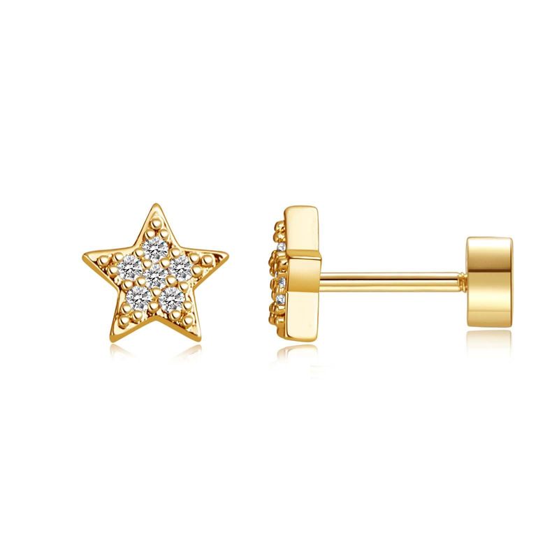 Echtgold-Messing-Galvanisierung, personalisiertes Nischendesign, eingelegte Zirkonia-Ohrringe in Palmenblütenform_voghion.com