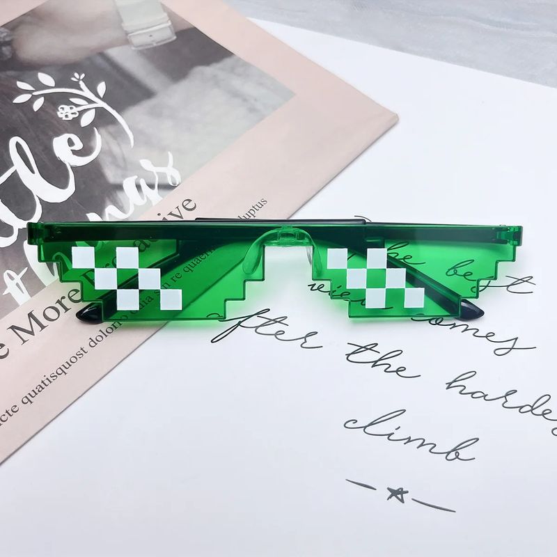 Mados Thug Life Originalūs Kostiumai Moteris Vyriški Vintažiniai Pixel Black Mosaic Akiniai nuo saulės Šaunūs Juokingi Akiniai_voghion.com