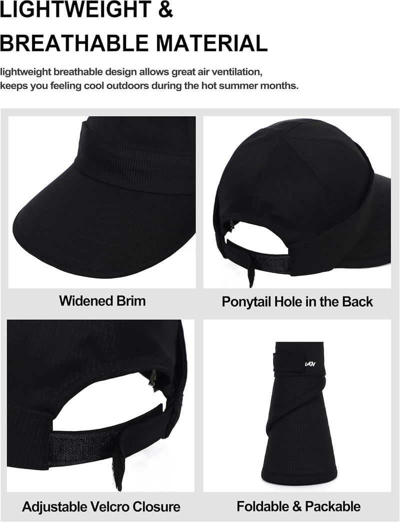 Sun Hats For Womens Wide Brim Visor UV Protection Dual Purpose Hat For Beach Summer Packable Cap_voghion.com