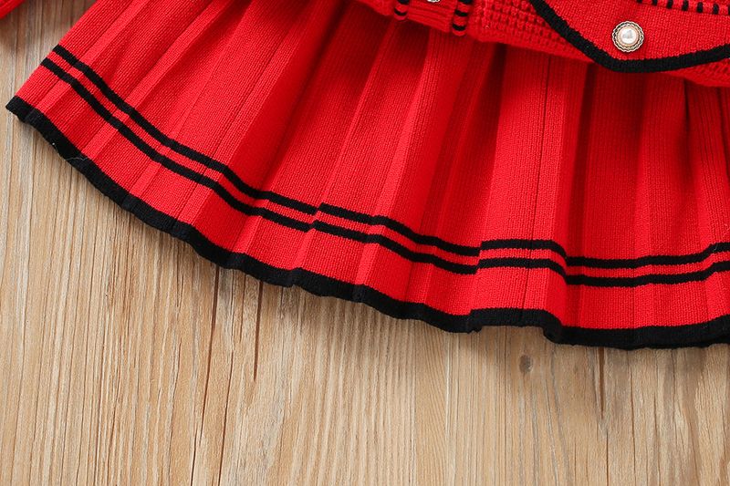Conjunto de suéter para niña, dos vestidos de punto para niña, estilo extranjero, pequeña fragancia, moda_voghion.com