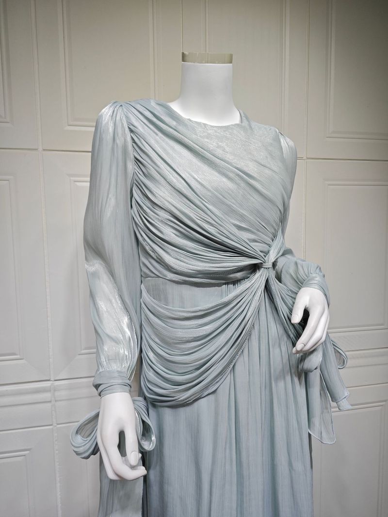 Long Skirt Robe Dress Women's Clothing Shiny Waist Dress_voghion.com