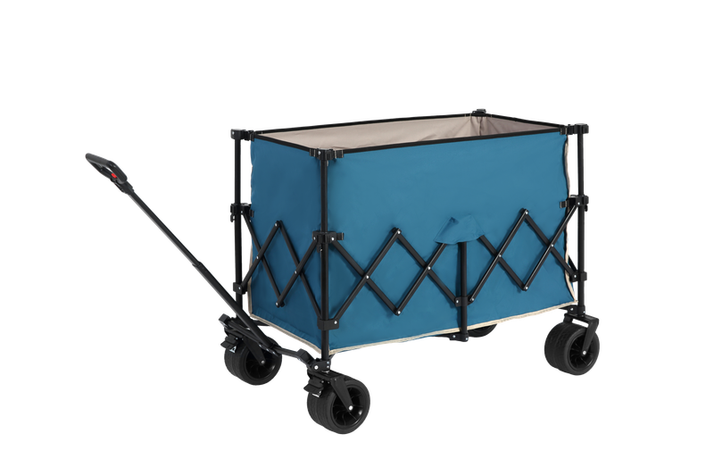 Beach Wagon,Collapsible Wagon 220lbs With Big Wheels Foldable Wagon Carts, Heavy Duty 300L Folding Utility Garden Cart With Big All-Terrain Beach Wheels & Drink Holders. Blue_voghion.com