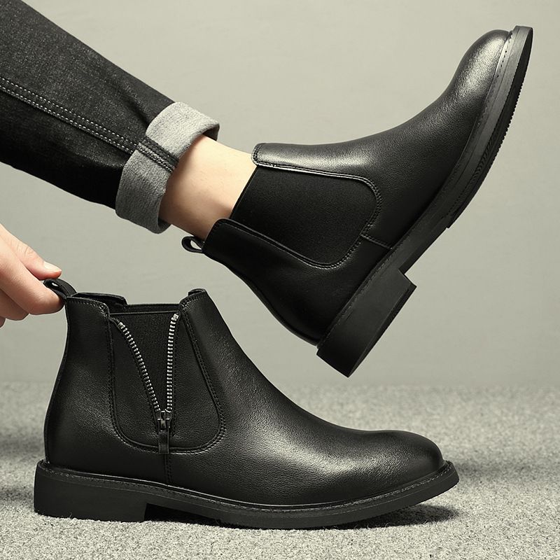 Martin Boots Men's High-top Wind Tooling Short Boots Heightening Men's Medium-top Chelsea Boots_voghion.com