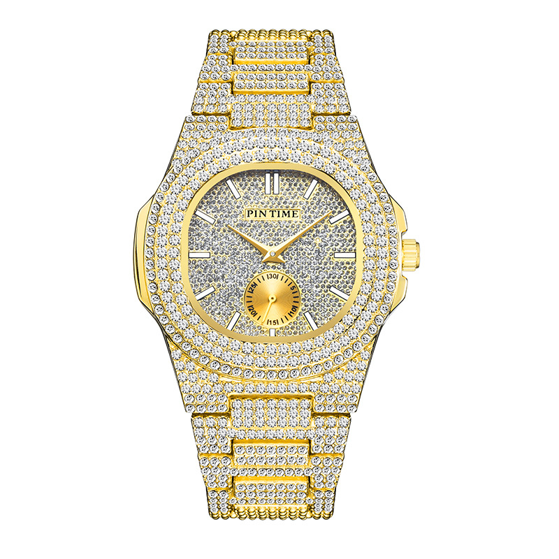 Elegante Quarzuhr für Damen mit Kalender und Diamantakzenten, Edelstahlarmband, wasserdicht für den täglichen Gebrauch_voghion.com