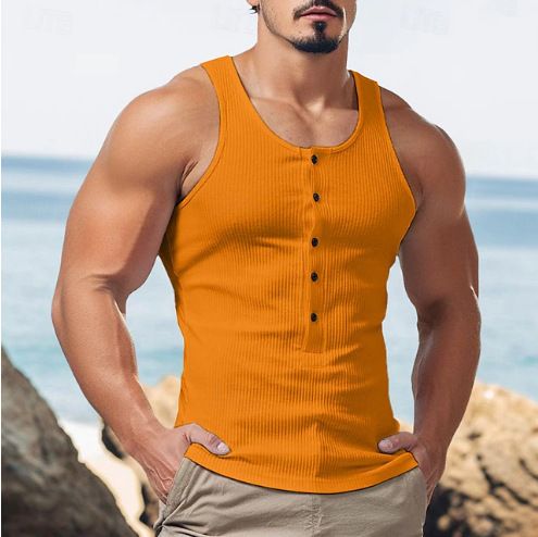 Men's Clothing Vest Summer Trendy Handsome High End Sleeveless Knitted T Shirt_voghion.com