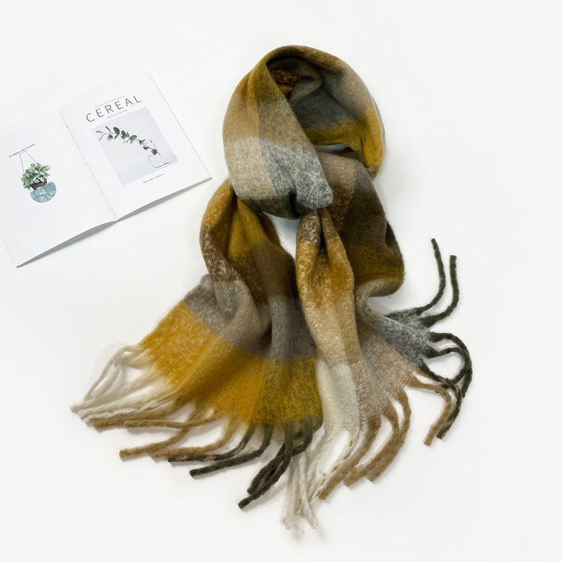 Cachecol de caxemira sintética feminino, moda feminina, xadrez colorido, estola, inverno, lenço para áreas externas, 210*40 cm_voghion.com