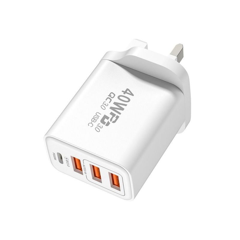 4Ports USB C Charging Plug 40W Phone Plug Adapter USB Wall Charger Adapter_voghion.com