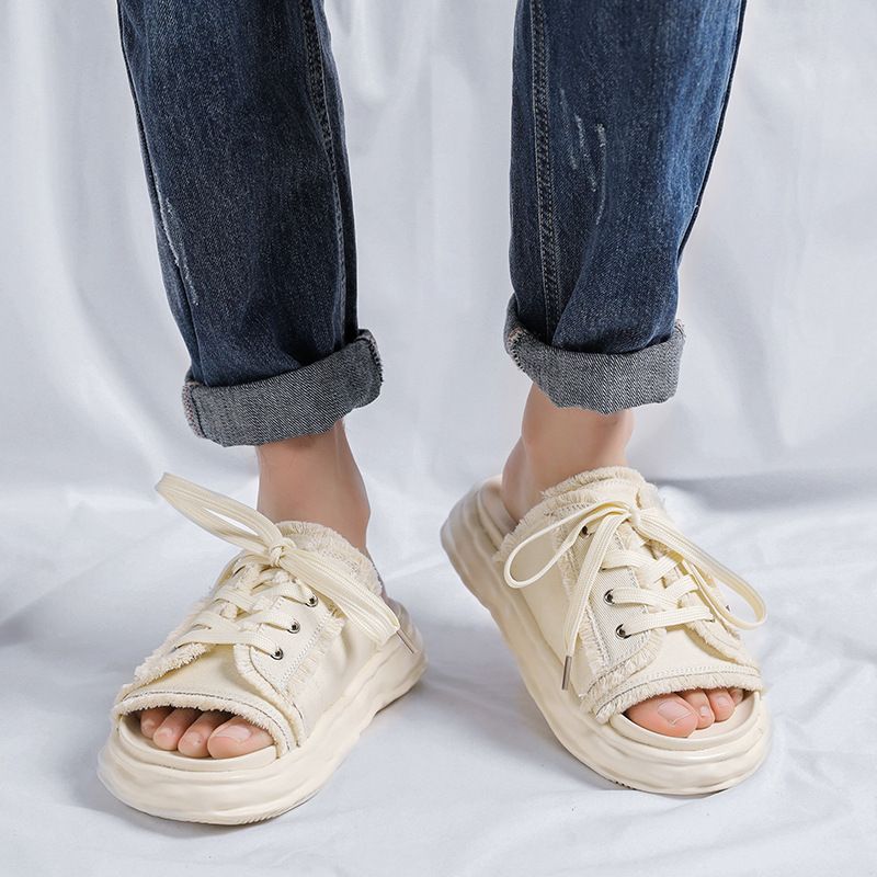 Kvast-hjemmesko til mænd, sommer- og udendørstøj, trendy mærke-klipklappere, alsidige højdeforøgende sandaler i skridsikre designs_voghion.com