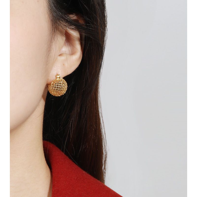 Orecchini a bottone in argento sterling con fibbia a sfera intrecciata, leggeri, di lusso, autunnali e invernali, stile Niche Ins, da donna, di alta qualità_voghion.com