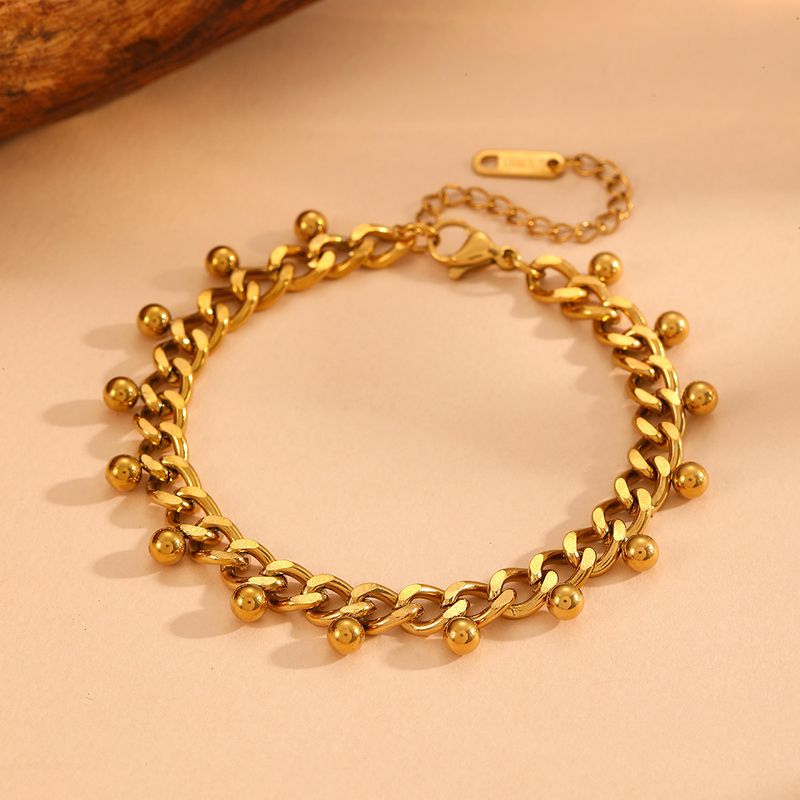 Catena cubana in acciaio inossidabile, gioielli multipli, moda, perline in acciaio INS, ciondolo, semplice cavigliera con mantenimento del colore_voghion.com