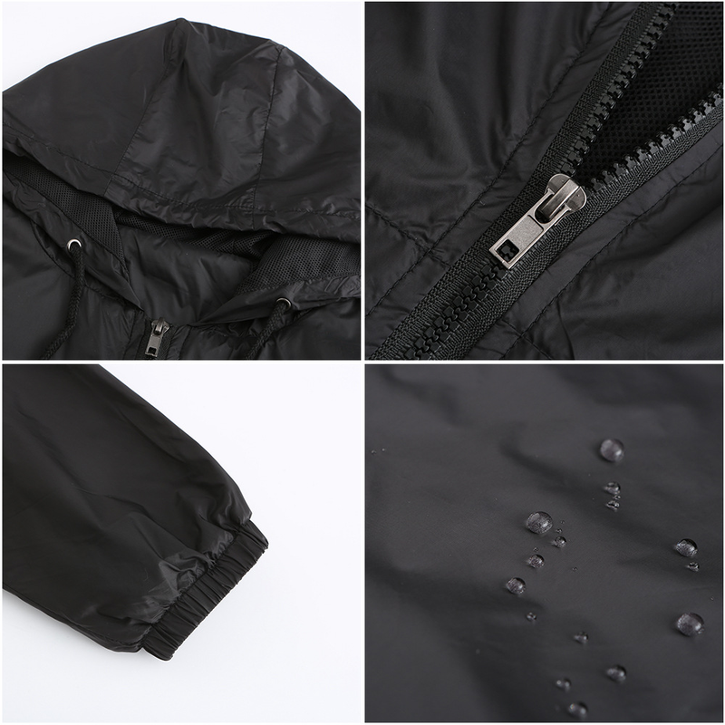 Dameskleding Nieuw lichtgewicht gaasjack met capuchon, buitenregenjas, kort windjack vest_voghion.com