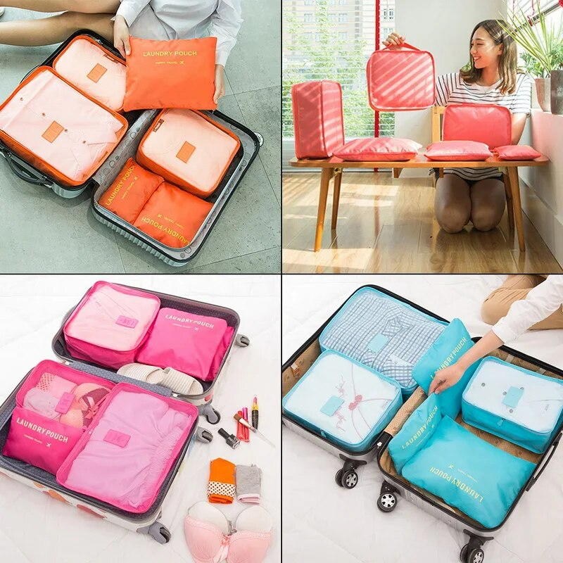 6pcs Travel Bags Suitcase Packing Set Storage Cases Portable Lage Clothes Shoe Foldable Organizer_voghion.com