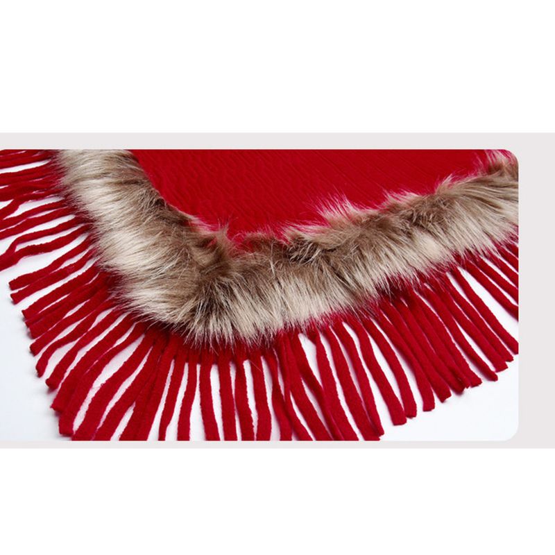 New Women's Wool Knitted Fringe Cape, Solid Color Knitted Loose Shawl Coat._voghion.com