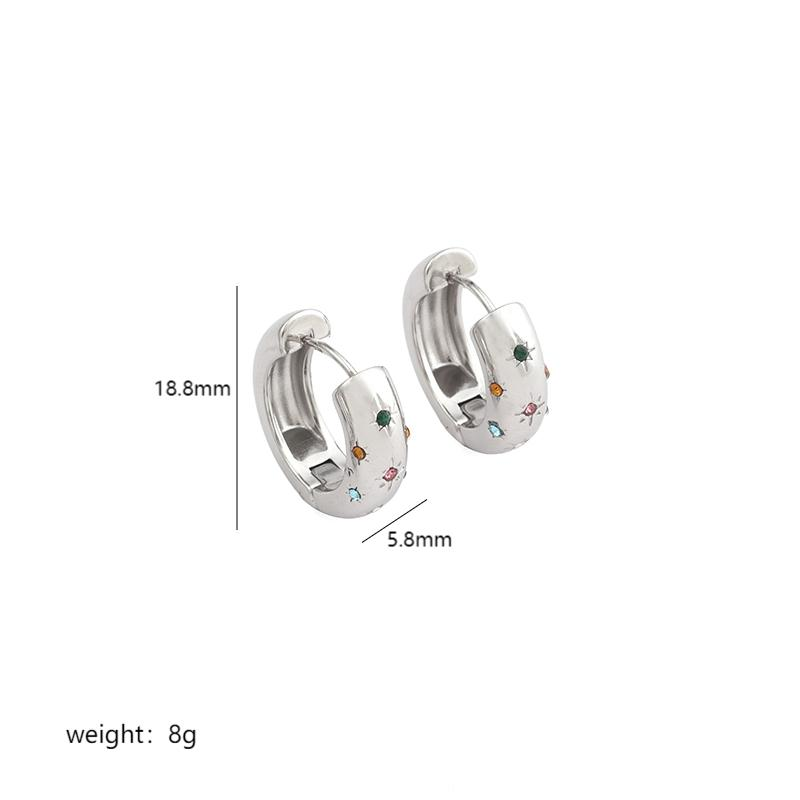 Trendy and Classic Style Single Item Stainless Steel Round Ring Earrings Inlaid with Zircon Pearl Fashion Versatile Daily Earrings for Men and Women_voghion.com