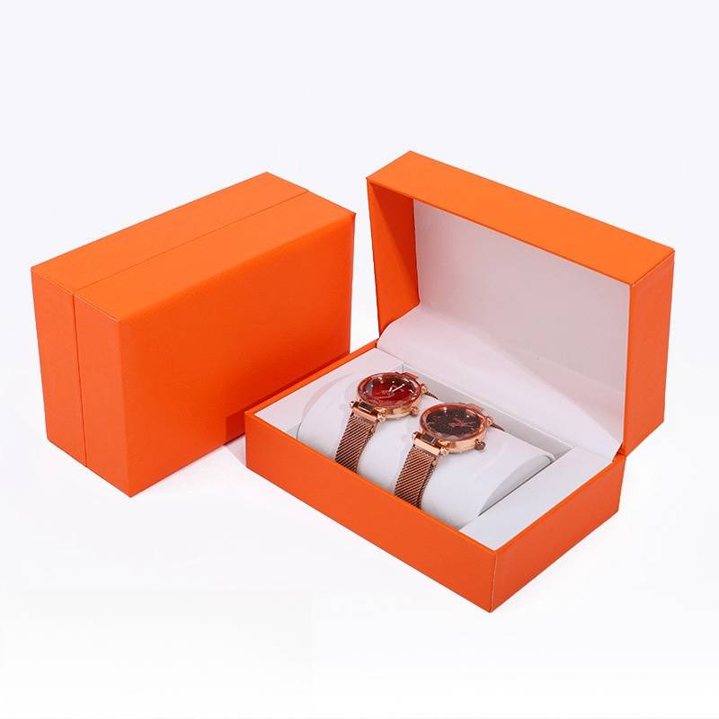 Clamshell PU Watch Lovers Watch Colar Anel Brincos Conjunto Longo Caixa de Relógio de Jóias_voghion.com
