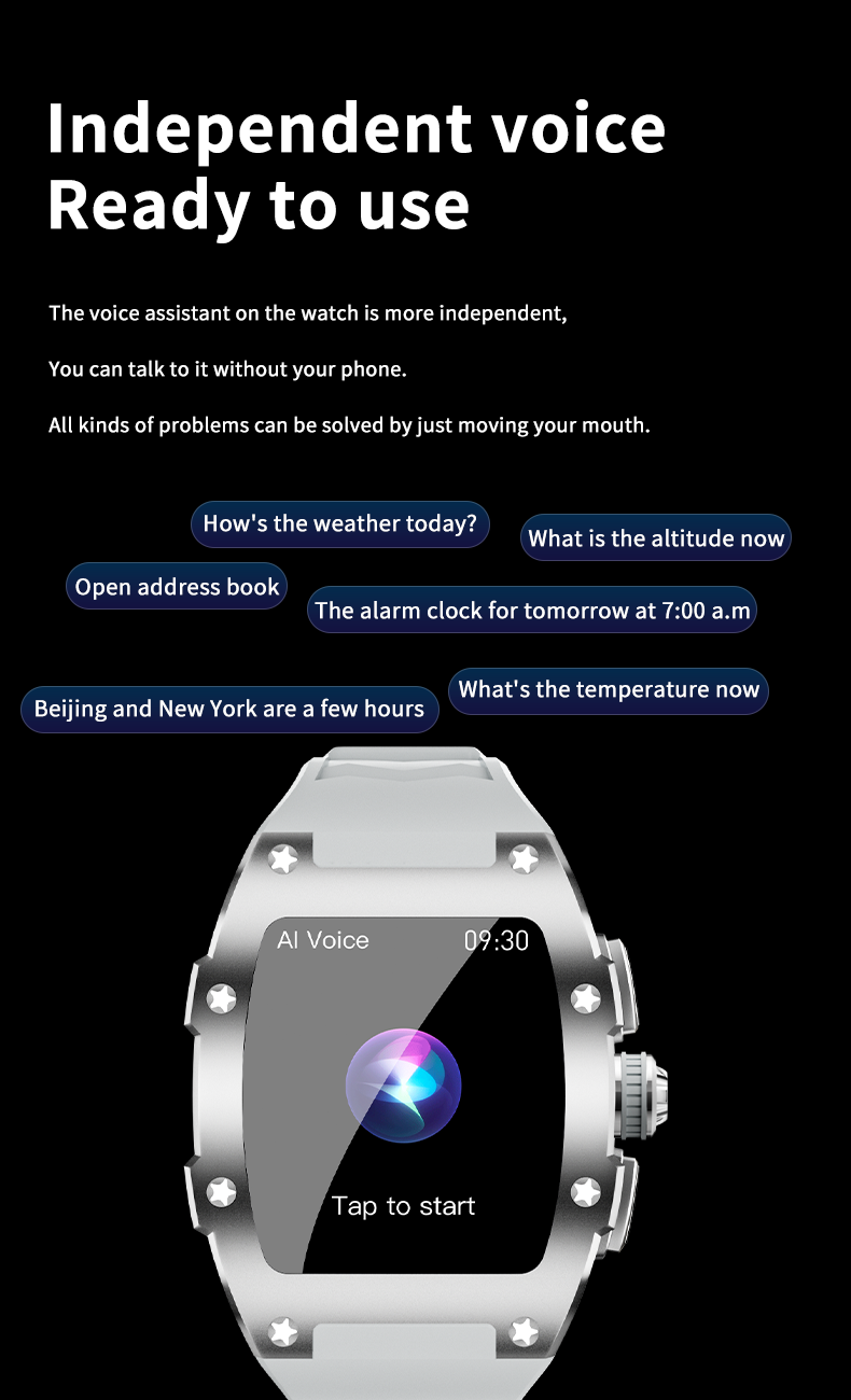 Neue Smartwatch, Anrufe annehmen/tätigen, 1,8 Zoll mit Schutzhülle, für verschiedene Mobiltelefone geeignet, Geschenk für Männer_voghion.com