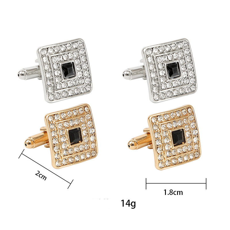 Neue quadratische Manschettenknöpfe mit Diamanten, Manschettenknöpfe, Mode, französische Manschettenknöpfe für Männer_voghion.com