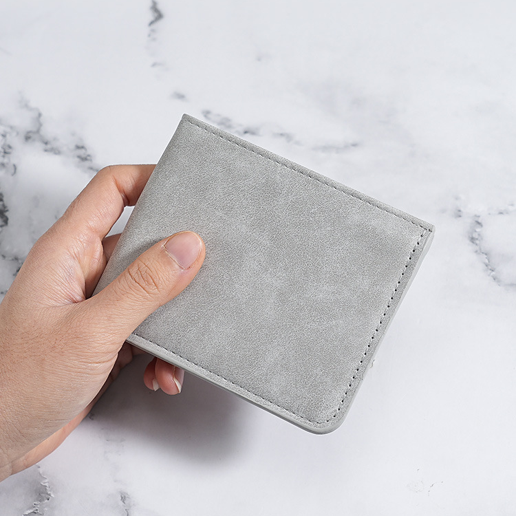 Men's Wallet Card Cases Simple Frosted Soft Leather Short Ultra-thin Wallet With Multi-card Suede Thin Folding_voghion.com