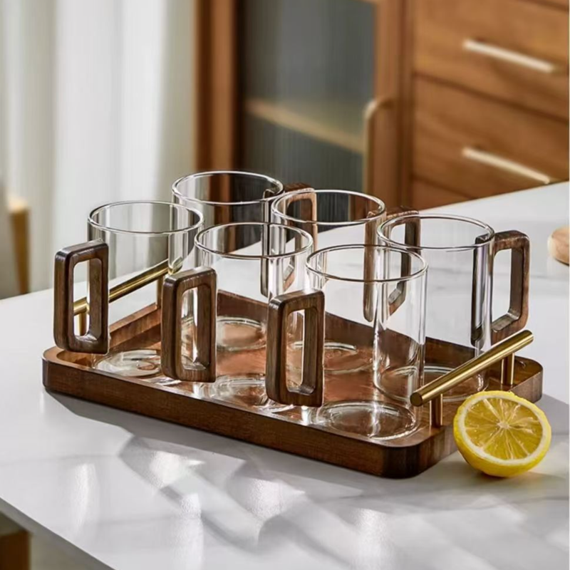 Trinkgeschirr für den Ostertag, Glas mit Holzgriff, grau, hitzebeständiges Glas, Teetrennung im Büro, chinesische Teetasse, persönliches Glas, Wassertasse_voghion.com