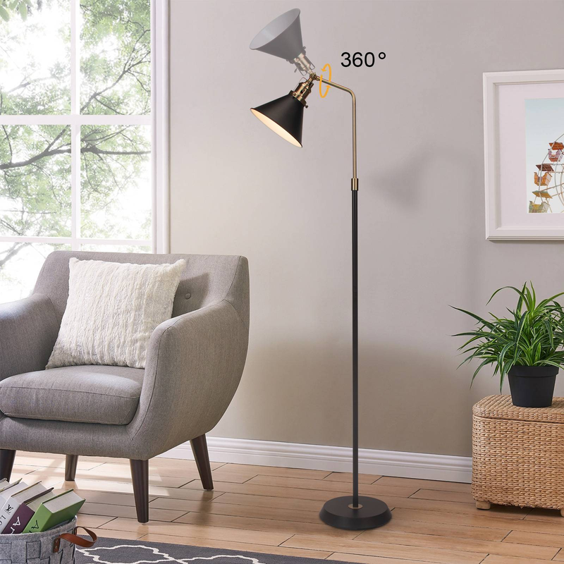 HonoDing Black Metal Floor Lamp Industrial, Vintage Floor Lamp Black And Gold Design, Simple Corner Lamp E26, 58'' Industrial Modern Lamps_voghion.com