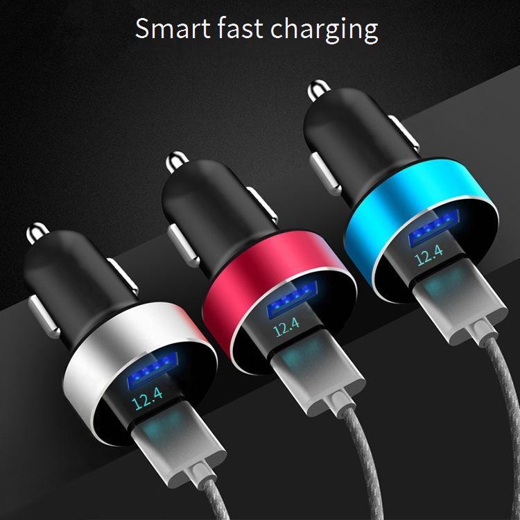 Dual USB Car Charger Adapter – Fast Charging 2.4A, Mini Cigarette Lighter Socket Power Converter For IPhone, Android, IPad_voghion.com