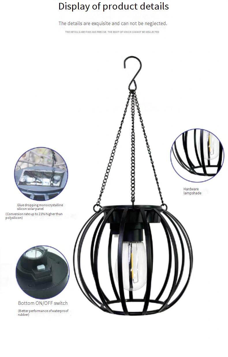 Solar-Laterne aus Schmiedeeisen – Hängeleuchte im Vintage-Blumenkäfig-Design für Garten und Terrasse (IP65 wasserdicht von der Dämmerung bis zum Morgengrauen, warmweiße LED, CE-zertifiziert)_voghion.com