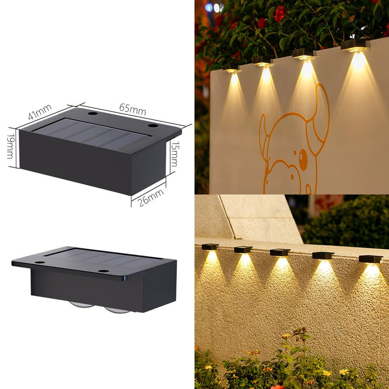 Solar-Stufenleuchten für den Außenbereich, Wandleuchten mit automatischer Ein-/Ausschaltung für Treppen, Garten, Terrasse, Weg – wasserdichte LED-Terrassenbeleuchtung (weißes/warmes Licht)_voghion.com
